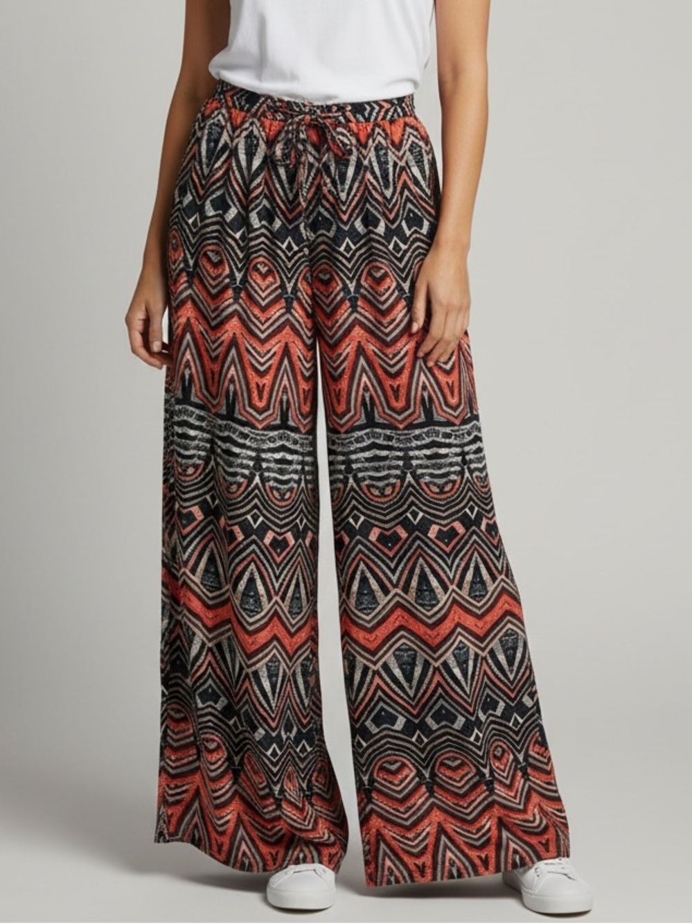 Odylyne Los Angeles Geo Print Wide Leg Pants Large